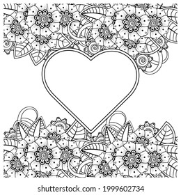 Mehndi flower for henna, mehndi, tattoo, decoration. decorative ornament in ethnic oriental style. doodle ornament. coloring book page.