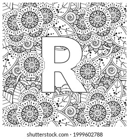Mehndi flower for henna, mehndi, tattoo, decoration. decorative ornament in ethnic oriental style. doodle ornament. coloring book page.