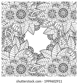 Mehndi flower for henna, mehndi, tattoo, decoration. decorative ornament in ethnic oriental style. doodle ornament. coloring book page.