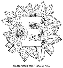 Mehndi flower for henna, mehndi, tattoo, decoration. decorative ornament in ethnic oriental style. doodle ornament. coloring book page.