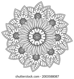 Mehndi flower for henna, mehndi, tattoo, decoration. decorative ornament in ethnic oriental style. doodle ornament. coloring book page.