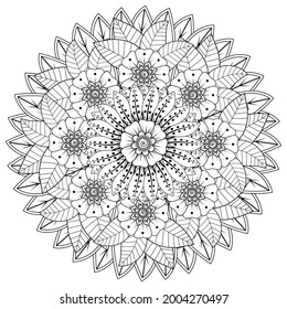 Mehndi flower for henna, mehndi, tattoo, decoration. decorative ornament in ethnic oriental style. doodle ornament. coloring book page.