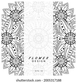 Mehndi flower for henna, mehndi, tattoo, decoration. decorative ornament in ethnic oriental style. doodle ornament. coloring book page.