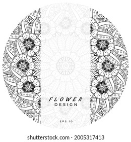 Mehndi flower for henna, mehndi, tattoo, decoration. decorative ornament in ethnic oriental style. doodle ornament. coloring book page.