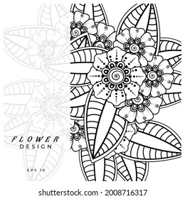 Mehndi flower for henna, mehndi, tattoo, decoration. decorative ornament in ethnic oriental style. doodle ornament. coloring book page.