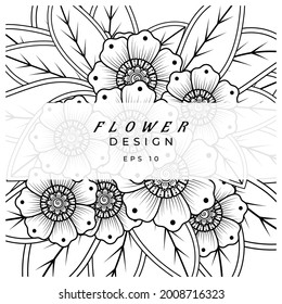 Mehndi flower for henna, mehndi, tattoo, decoration. decorative ornament in ethnic oriental style. doodle ornament. coloring book page.