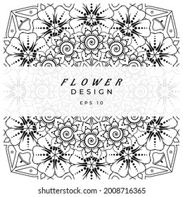 Mehndi flower for henna, mehndi, tattoo, decoration. decorative ornament in ethnic oriental style. doodle ornament. coloring book page.