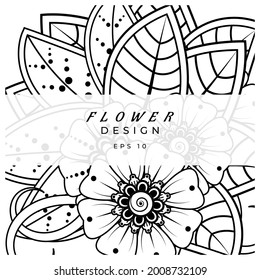 Mehndi flower for henna, mehndi, tattoo, decoration. decorative ornament in ethnic oriental style. doodle ornament. coloring book page.