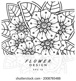 Mehndi flower for henna, mehndi, tattoo, decoration. decorative ornament in ethnic oriental style. doodle ornament. coloring book page.