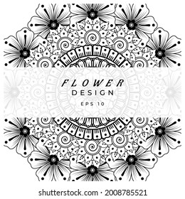 Mehndi flower for henna, mehndi, tattoo, decoration. decorative ornament in ethnic oriental style. doodle ornament. coloring book page.
