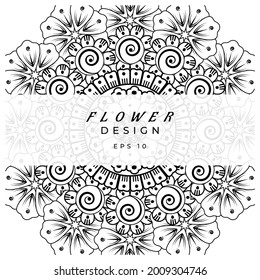 Mehndi flower for henna, mehndi, tattoo, decoration. decorative ornament in ethnic oriental style. doodle ornament. coloring book page.