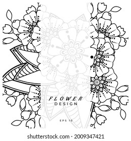 Mehndi flower for henna, mehndi, tattoo, decoration. decorative ornament in ethnic oriental style. doodle ornament. coloring book page.