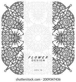 Mehndi flower for henna, mehndi, tattoo, decoration. decorative ornament in ethnic oriental style. doodle ornament. coloring book page.