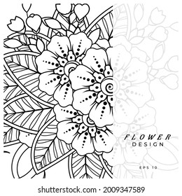 Mehndi flower for henna, mehndi, tattoo, decoration. decorative ornament in ethnic oriental style. doodle ornament. coloring book page.