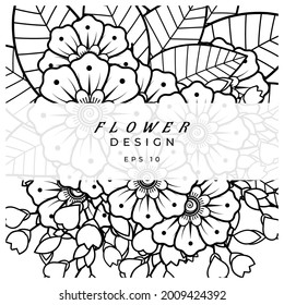 Mehndi flower for henna, mehndi, tattoo, decoration. decorative ornament in ethnic oriental style. doodle ornament. coloring book page.