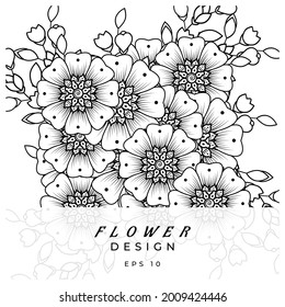 Mehndi flower for henna, mehndi, tattoo, decoration. decorative ornament in ethnic oriental style. doodle ornament. coloring book page.