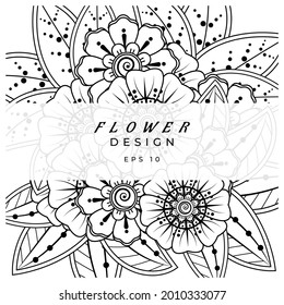 Mehndi flower for henna, mehndi, tattoo, decoration. decorative ornament in ethnic oriental style. doodle ornament. coloring book page.