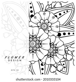 Mehndi flower for henna, mehndi, tattoo, decoration. decorative ornament in ethnic oriental style. doodle ornament. coloring book page.