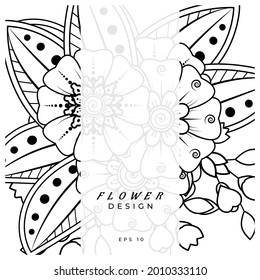 Mehndi flower for henna, mehndi, tattoo, decoration. decorative ornament in ethnic oriental style. doodle ornament. coloring book page.