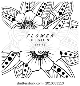 Mehndi flower for henna, mehndi, tattoo, decoration. decorative ornament in ethnic oriental style. doodle ornament. coloring book page.