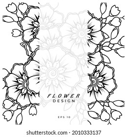 Mehndi flower for henna, mehndi, tattoo, decoration. decorative ornament in ethnic oriental style. doodle ornament. coloring book page.