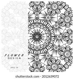 Mehndi flower for henna, mehndi, tattoo, decoration. decorative ornament in ethnic oriental style. doodle ornament. coloring book page.
