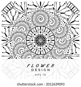 Mehndi flower for henna, mehndi, tattoo, decoration. decorative ornament in ethnic oriental style. doodle ornament. coloring book page.