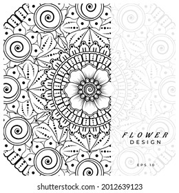 Mehndi flower for henna, mehndi, tattoo, decoration. decorative ornament in ethnic oriental style. doodle ornament. coloring book page.