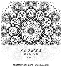 Mehndi flower for henna, mehndi, tattoo, decoration. decorative ornament in ethnic oriental style. doodle ornament. coloring book page.