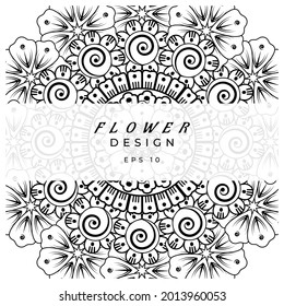 Mehndi flower for henna, mehndi, tattoo, decoration. decorative ornament in ethnic oriental style. doodle ornament. coloring book page.