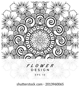 Mehndi flower for henna, mehndi, tattoo, decoration. decorative ornament in ethnic oriental style. doodle ornament. coloring book page.