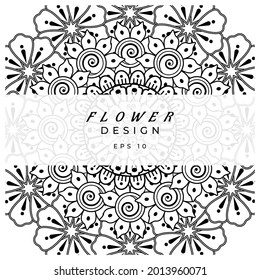 Mehndi flower for henna, mehndi, tattoo, decoration. decorative ornament in ethnic oriental style. doodle ornament. coloring book page.