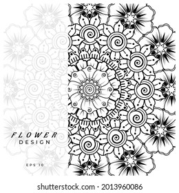 Mehndi flower for henna, mehndi, tattoo, decoration. decorative ornament in ethnic oriental style. doodle ornament. coloring book page.