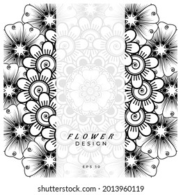 Mehndi flower for henna, mehndi, tattoo, decoration. decorative ornament in ethnic oriental style. doodle ornament. coloring book page.