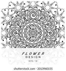 Mehndi flower for henna, mehndi, tattoo, decoration. decorative ornament in ethnic oriental style. doodle ornament. coloring book page.