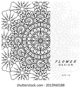 Mehndi flower for henna, mehndi, tattoo, decoration. decorative ornament in ethnic oriental style. doodle ornament. coloring book page.