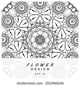 Mehndi flower for henna, mehndi, tattoo, decoration. decorative ornament in ethnic oriental style. doodle ornament. coloring book page.