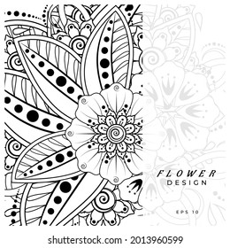 Mehndi flower for henna, mehndi, tattoo, decoration. decorative ornament in ethnic oriental style. doodle ornament. coloring book page.