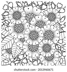 Mehndi flower for henna, mehndi, tattoo, decoration. decorative ornament in ethnic oriental style. doodle ornament. coloring book page.