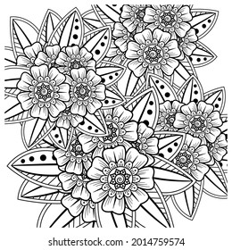 Mehndi flower for henna, mehndi, tattoo, decoration. decorative ornament in ethnic oriental style. doodle ornament. coloring book page.