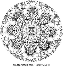 Mehndi flower for henna, mehndi, tattoo, decoration. decorative ornament in ethnic oriental style. doodle ornament. coloring book page.