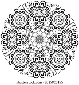 Mehndi flower for henna, mehndi, tattoo, decoration. decorative ornament in ethnic oriental style. doodle ornament. coloring book page.