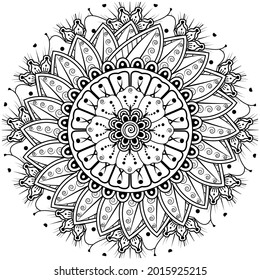 Mehndi flower for henna, mehndi, tattoo, decoration. decorative ornament in ethnic oriental style. doodle ornament. coloring book page.