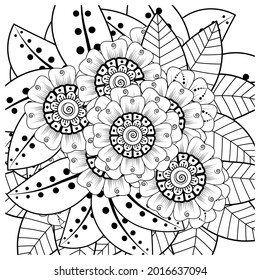 Mehndi flower for henna, mehndi, tattoo, decoration. decorative ornament in ethnic oriental style. doodle ornament. coloring book page.