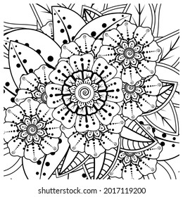 Mehndi flower for henna, mehndi, tattoo, decoration. decorative ornament in ethnic oriental style. doodle ornament. coloring book page.