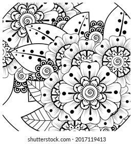 Mehndi flower for henna, mehndi, tattoo, decoration. decorative ornament in ethnic oriental style. doodle ornament. coloring book page.