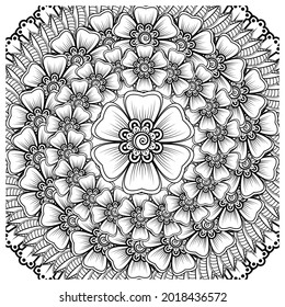 Mehndi flower for henna, mehndi, tattoo, decoration. decorative ornament in ethnic oriental style. doodle ornament. coloring book page.