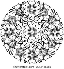 Mehndi flower for henna, mehndi, tattoo, decoration. decorative ornament in ethnic oriental style. doodle ornament. coloring book page.