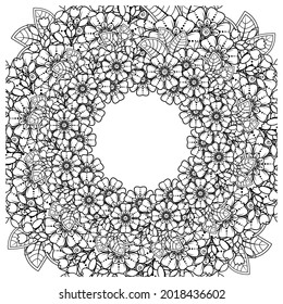 Mehndi flower for henna, mehndi, tattoo, decoration. decorative ornament in ethnic oriental style. doodle ornament. coloring book page.
