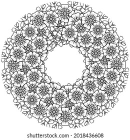 Mehndi flower for henna, mehndi, tattoo, decoration. decorative ornament in ethnic oriental style. doodle ornament. coloring book page.